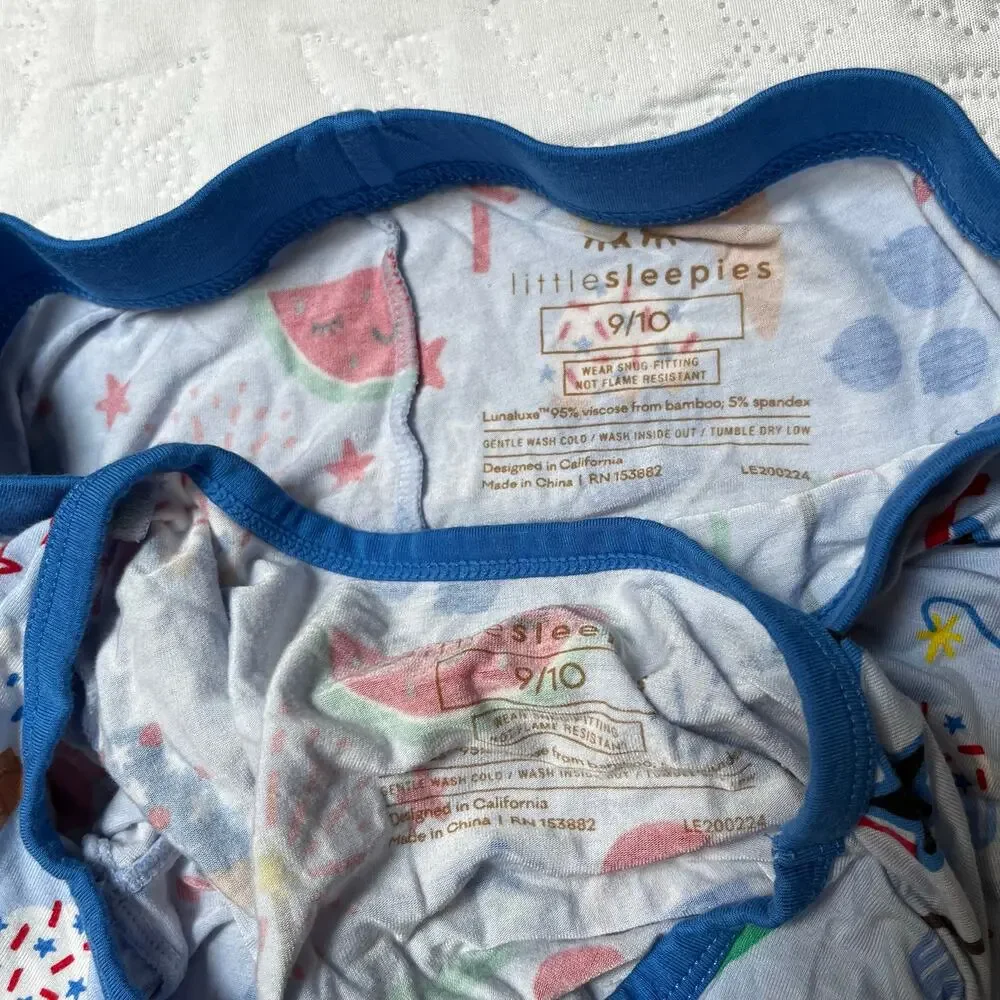 Little Sleepies 4th of July Summer Bamboo PJ Set Size 9/10